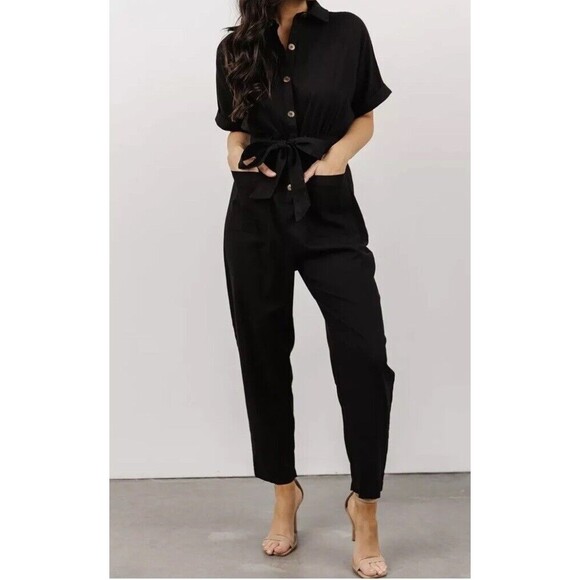 Baltic Born Black Button-Up Jumpsuit - Picture 1 of 8